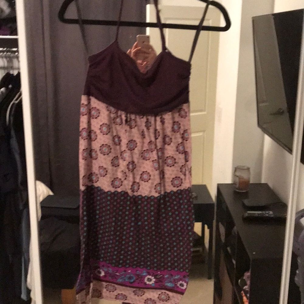 Purple Pattern Summer Halter Dress - Size Small